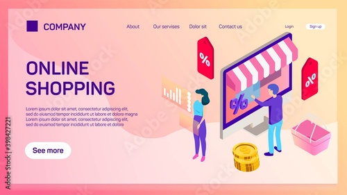 Shopping Online on Website or Mobile Application Vector Concept Marketing and Digital marketing.