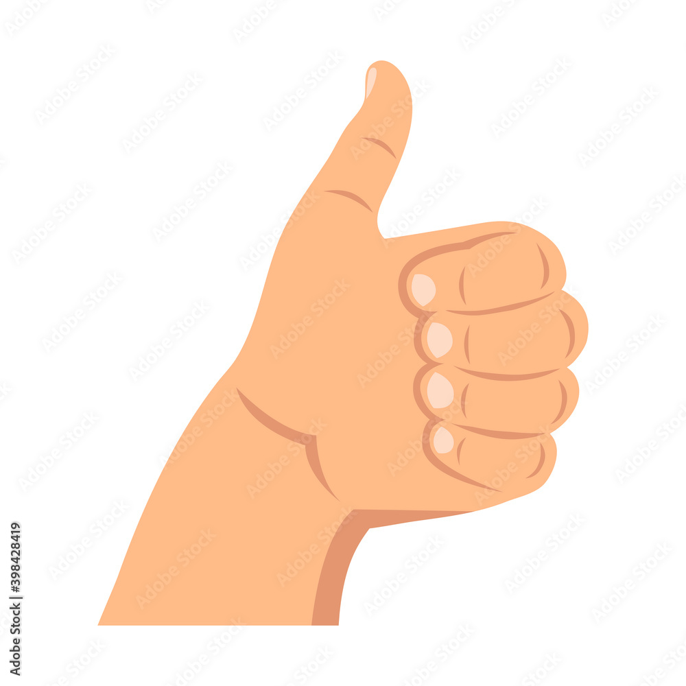 Thumbs up. Hand showing Like sign. Modern colored symbol. Vector illustration.