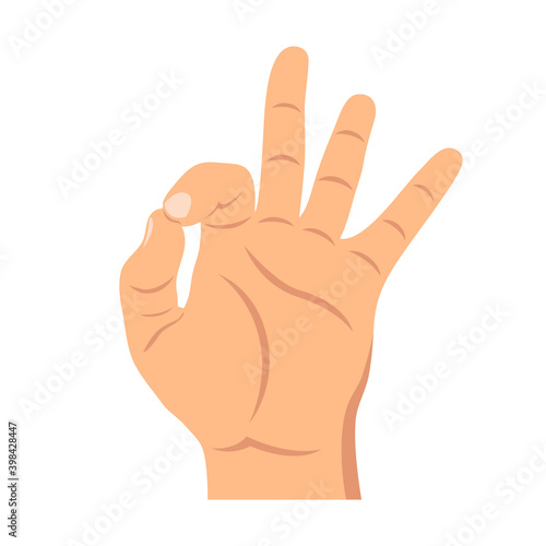 Hand OK sign. Communication gestures concept. Vector illustration.