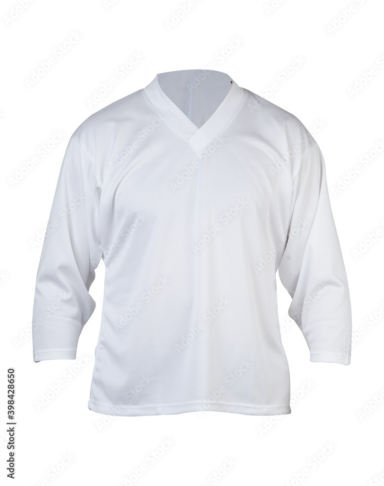 White sport hockey t-shirt with long sleeves isolated on white background White sport hockey t-shirt with long sleeves isolated on white background