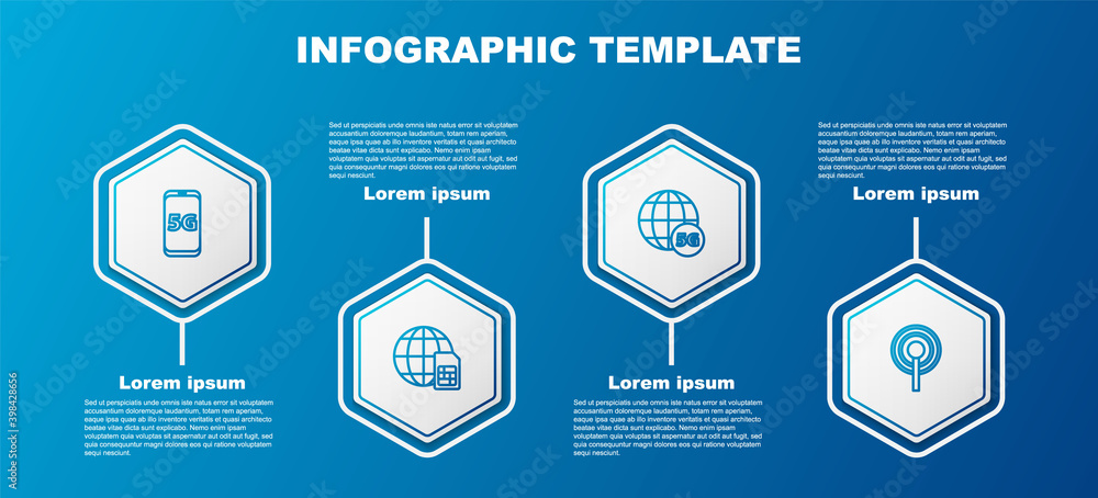 Set line Mobile with 5G network, Globe Sim Card, and Antenna. Business infographic template. Vector. Set line Mobile with 5G network, Globe Sim Card, and Antenna. Business infographic template. Vector.