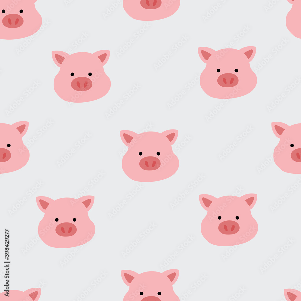 Seamless pattern with cartoon pig for fabric print, textile, gift wrapping paper. colorful vector for kids, flat style Seamless pattern with cartoon pig for fabric print, textile, gift wrapping paper. colorful vector for kids, flat style