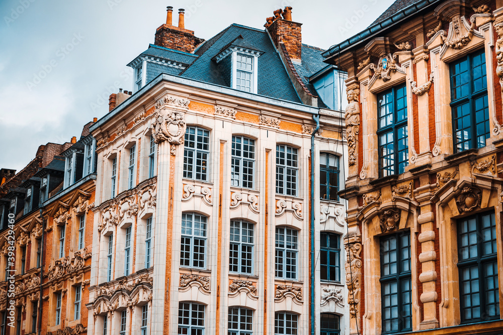 Antique building view in Lille, France