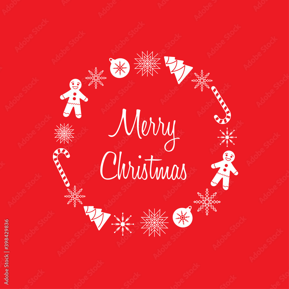 Merry Christmas wreath with elements Merry Christmas wreath with elements