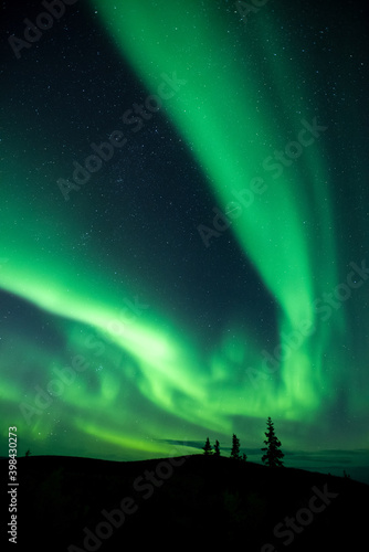 Beautiful shot of aurora borealis, Dawson City, Yukon, Canada