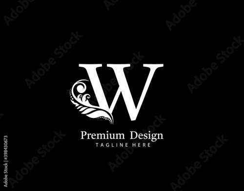 Initial W letter luxury beauty flourishes ornament monogram logo. Vintage Alphabetical Icon for book design, brand name, stamp, restaurant, boutique, notary, hotel.