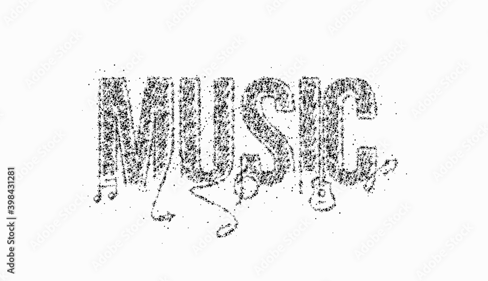 Music Calligraphic line art Particle Text poster vector illustration Design. Music Calligraphic line art Particle Text poster vector illustration Design.