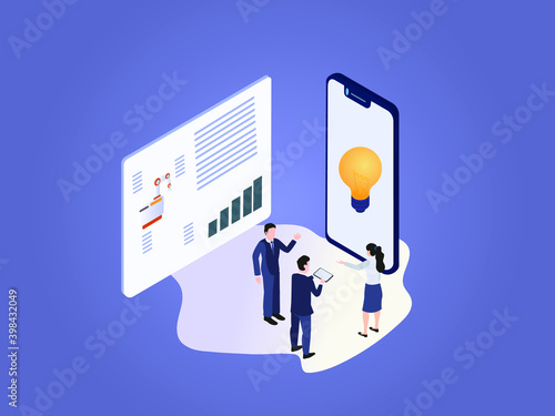Business profit idea brainstorming isometric vector concept