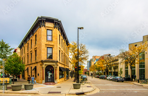 Madison City street view in Wisconsin of USA