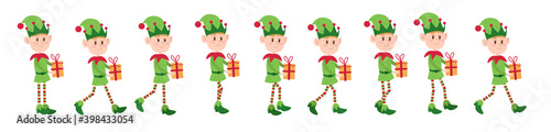 Elf or lepricon, cute cartoon character for animate walks. Christmas or New Year hero of fairy tales, flat style.