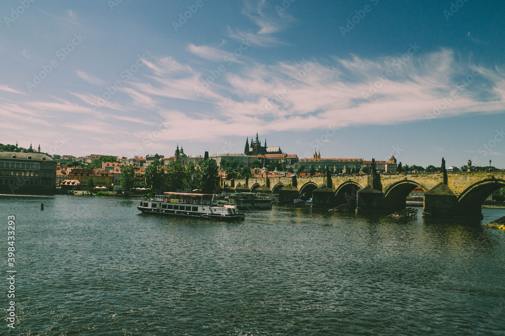 View on Prague Castle, Czech Pražský hrad, also called Hradčany, collective name for an aggregation of palaces, churches, offices, fortifications, courtyards, and gardens in Prague.