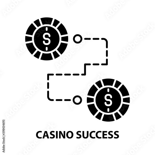 casino success icon, black vector sign with editable strokes, concept illustration