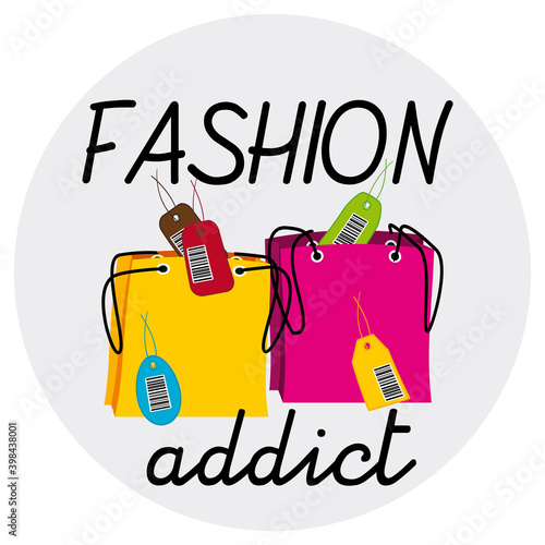 Fashion addict. Vector icon illustration.