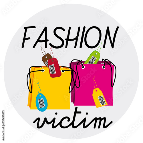 Fashion vitcim. Fashion addict. Vector icon illustration.