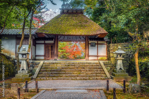 Traditional gateway to Honen-in Temple, Kyoto, Japan, in autumn photo