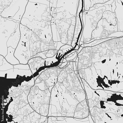 Urban city map of Gothenburg. Vector poster. Grayscale street map.