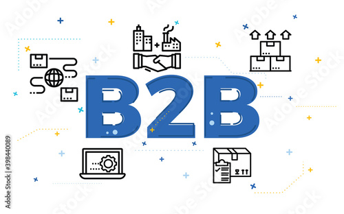 Illustration of  business to business model (B2B).