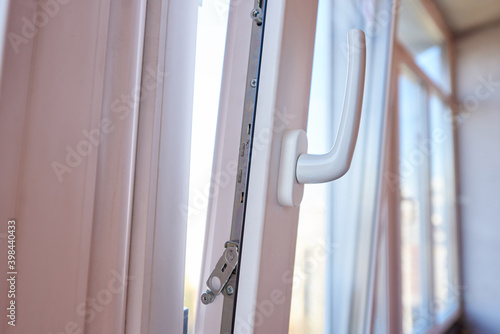 Opened new installed plastic window in the house close-up. photo