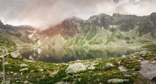 Hincovo pleso with mountains in the background in Slovakia.