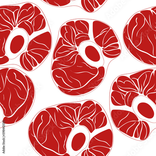 Vector seamless pattern with raw beef steak