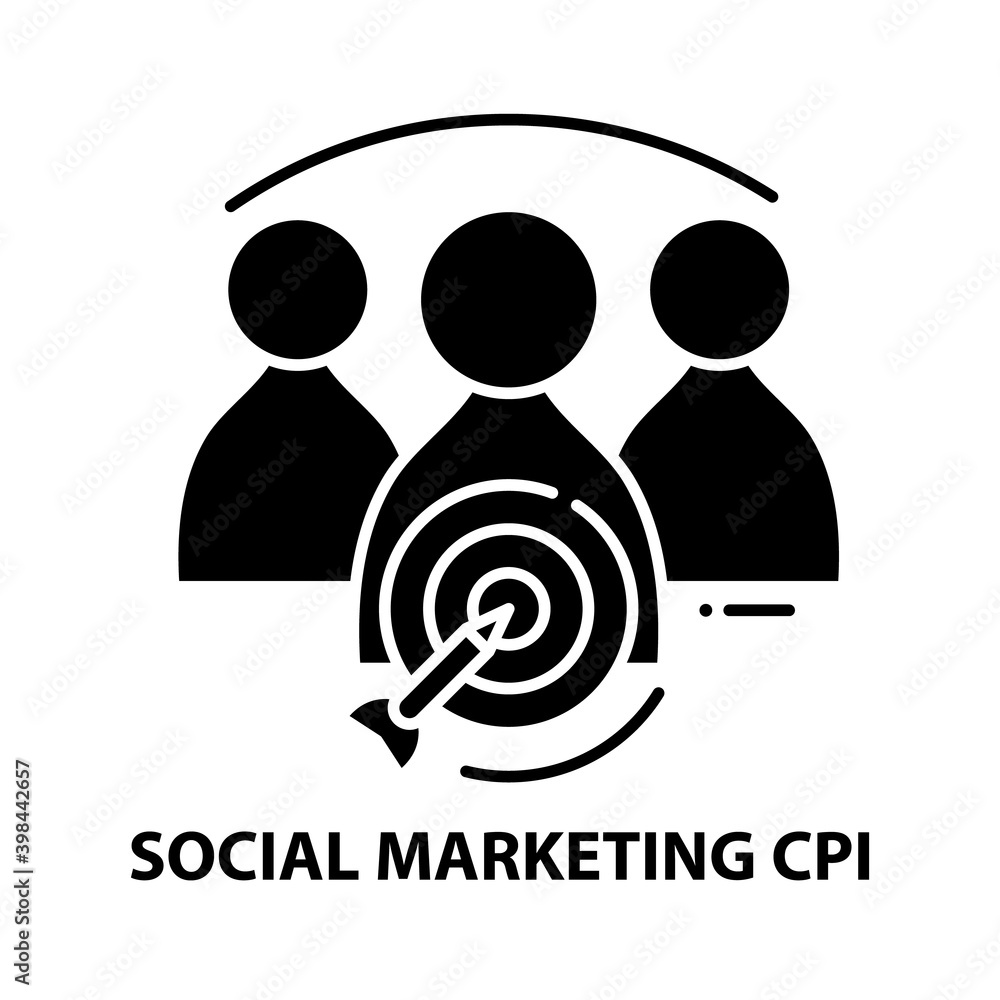 social marketing cpi icon, black vector sign with editable strokes, concept illustration social marketing cpi icon, black vector sign with editable strokes, concept illustration