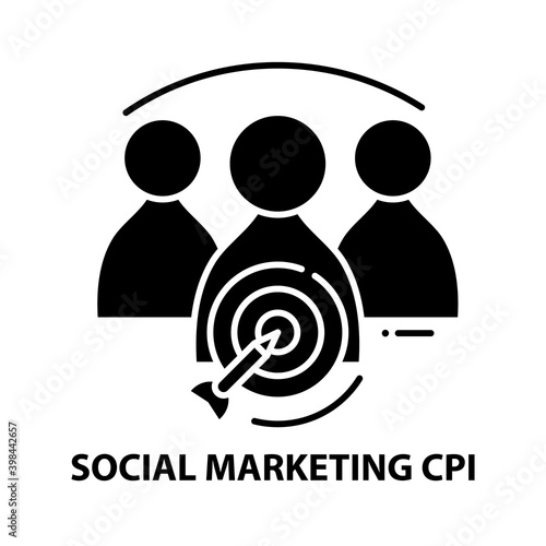 social marketing cpi icon, black vector sign with editable strokes, concept illustration