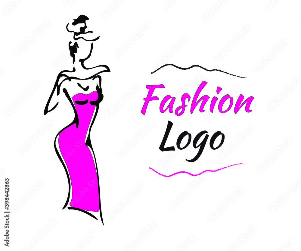 A hand-drawn sketch. beautiful young woman in fashionable clothes. Logo. Vector illustration. A hand-drawn sketch. beautiful young woman in fashionable clothes. Logo. Vector illustration.