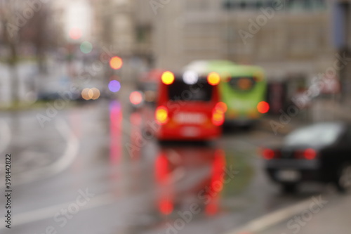 Traffic in the city with bokeh effect