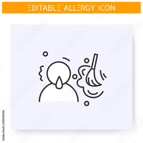 Dust allergy line icon. Dirty air allergy. Symptoms, astma, anaphylaxis. Immunity reaction, immune intolerance and immunotherapy concept. Isolated vector illustration. Editable stroke 