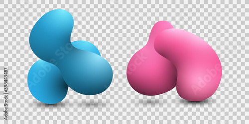 Dynamic fluid blobs, gradient blue and pink liquid spots