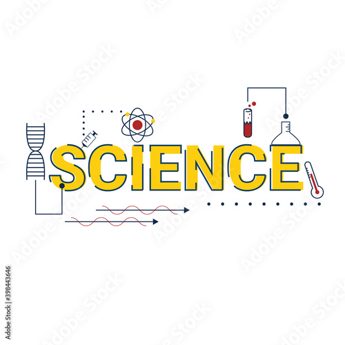 Illustration of science topic with icon decoration.