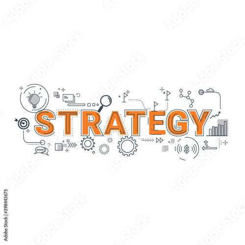 Illustration of stratrgy topic with icons.