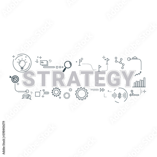 Illustration of stratrgy topic with icons.