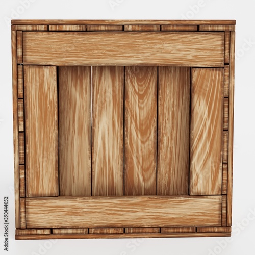 Realistic 3D Render of Wooden Box