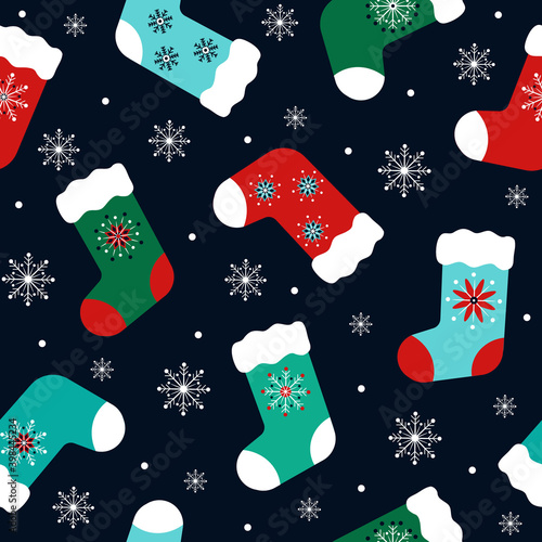 colorful retro christmas stockings seamless pattern