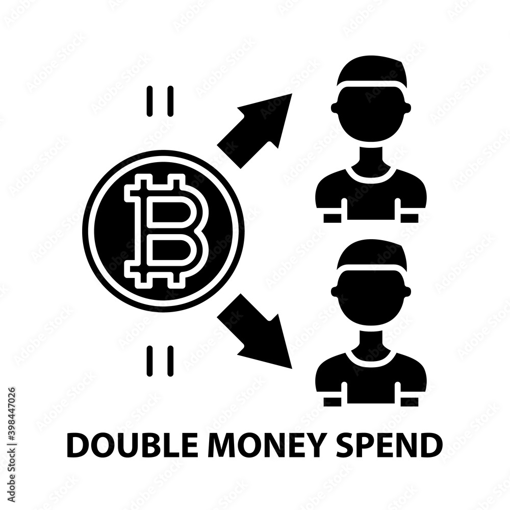 double money spend icon, black vector sign with editable strokes, concept illustration
