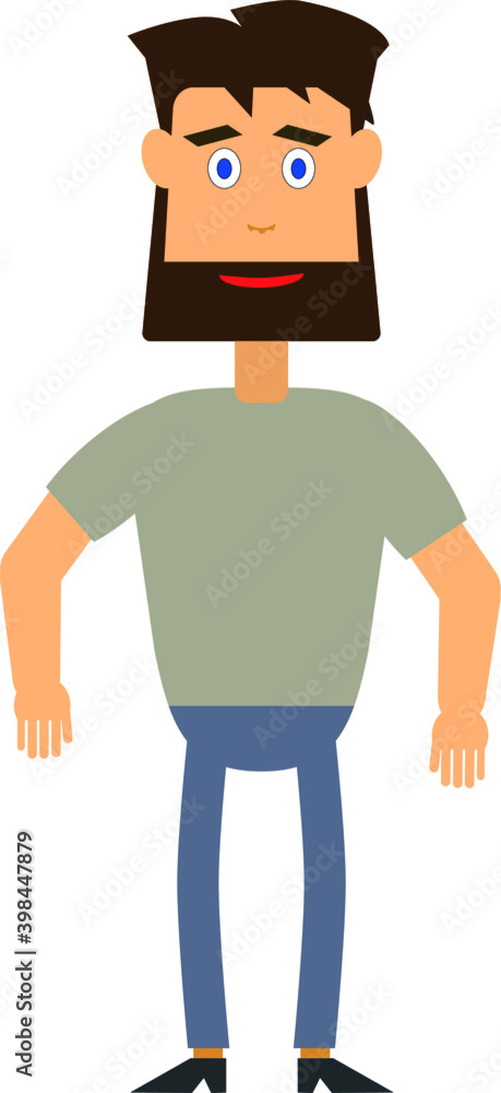 Fototapeta premium Cute man with beard standing pose isolated on the white background