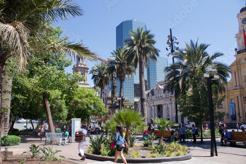 Santiago de Chile, Chile - March 6 2019: the famous Plaza de Armas in summer, Santiago de Chile photo
