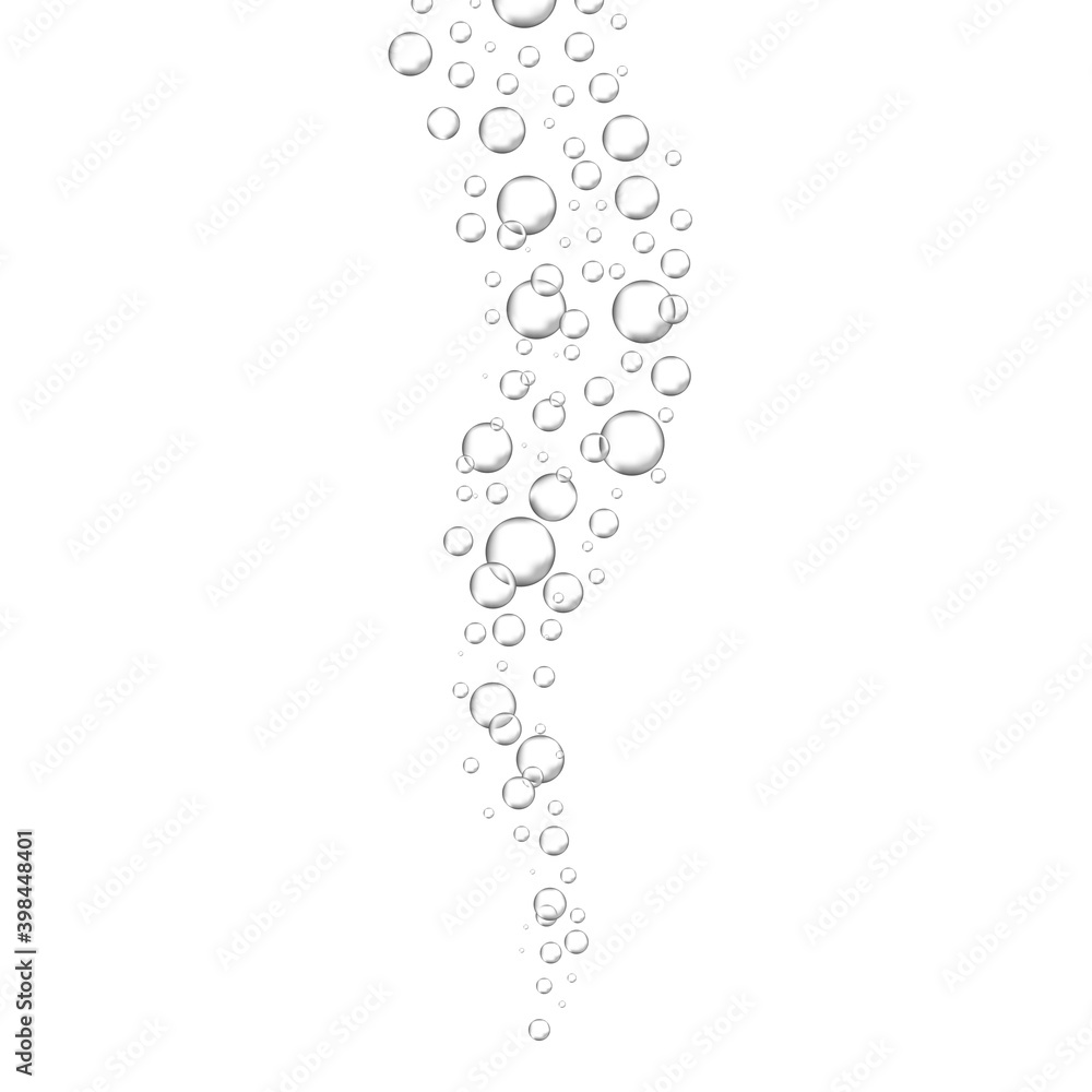 Bubbles in water isolated on white background. Bubbles in water for wallpaper, texture background and pattern template. Water bubbles, vector background