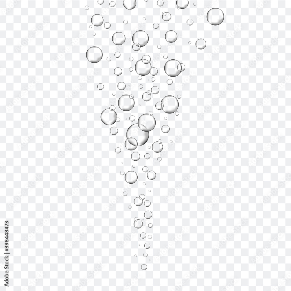 Bubbles in water on transparent background. Bubbles in water for wallpaper, texture background and pattern template. Water bubbles, vector background