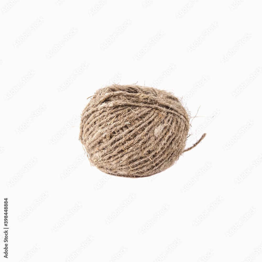 A skein of jute twine isolated on a white background