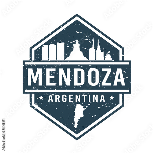 Mendoza, Capital Department, Mendoza Province, Argentina Travel Stamp Icon. Skyline City Design Tourism Diamond. Vector Illustration Grunge Clip art Badge. photo