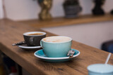 Delicious, aromatic and invigorating cappuccino coffee in a cozy coffee shop