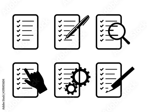 Form, questionnaire, checklist icons set 