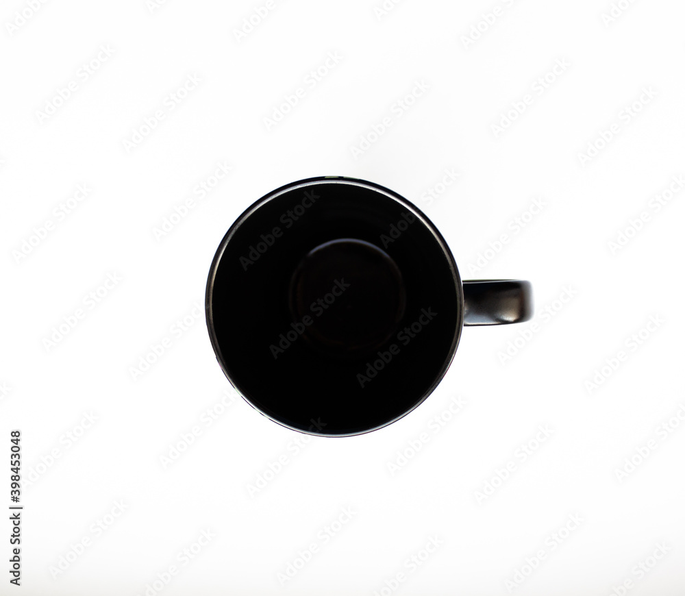 top view of empty black coffee cup isolated on white background, mock up top view of empty black coffee cup isolated on white background, mock up