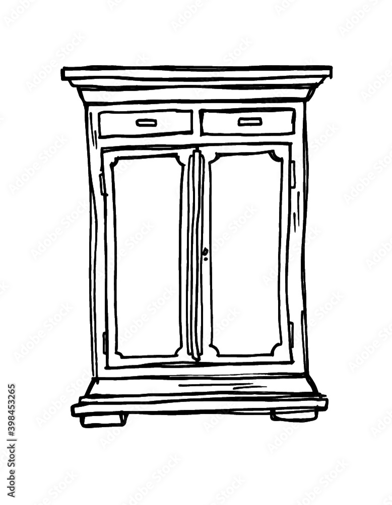 Hand drawn illustration cabinet Hand drawn illustration cabinet