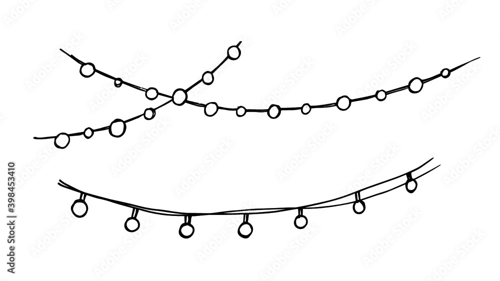 Hand drawn illustration party lights