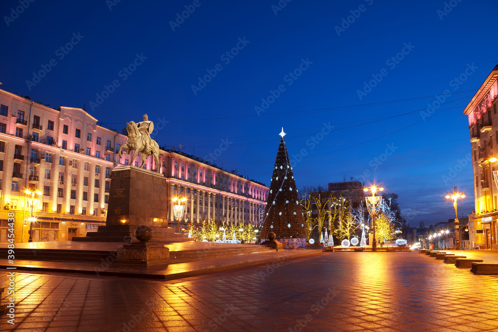 Tverskaya square on new year's eve. Moscow, Russia