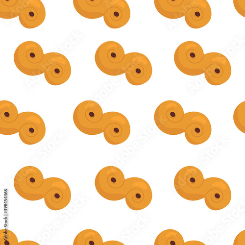 Traditional Swedish saffron buns. Seamless pattern. Vector