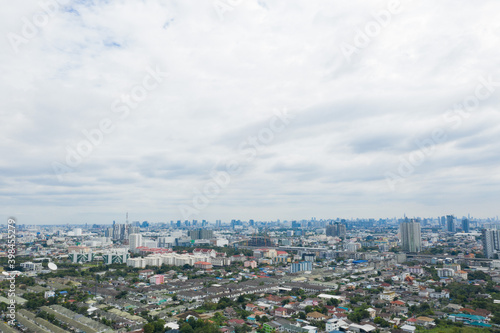 Aerial city view from flying drone at Nonthaburi, Thailand, top view of the city  © waranyu